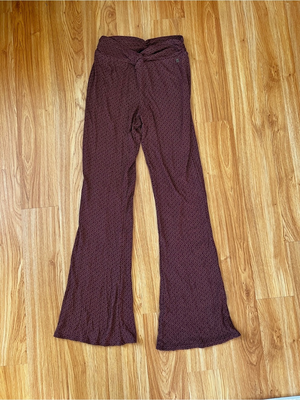 Volcom Women’s Burgundy Patterned Boho Flare Lightweight Pants